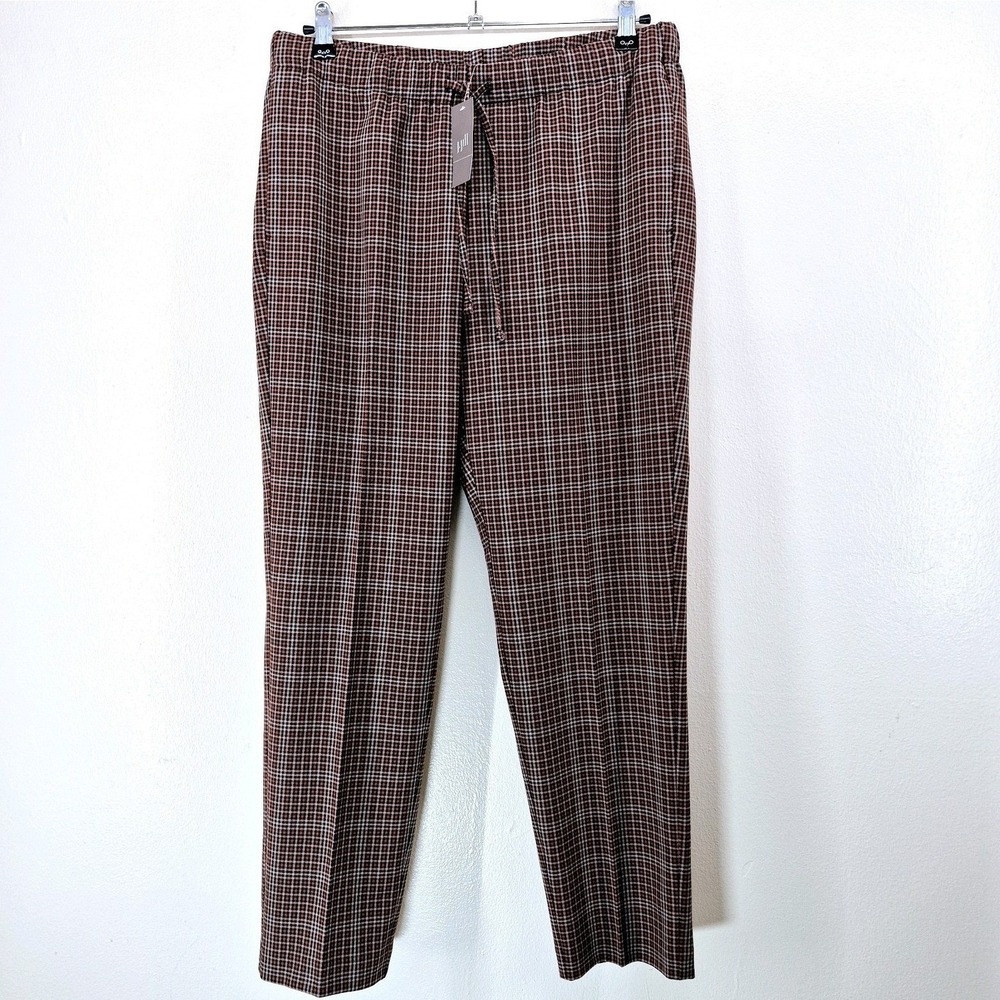 NWT J.Jill Pants Womens Small Brown Herringbone Plaid Drawstring